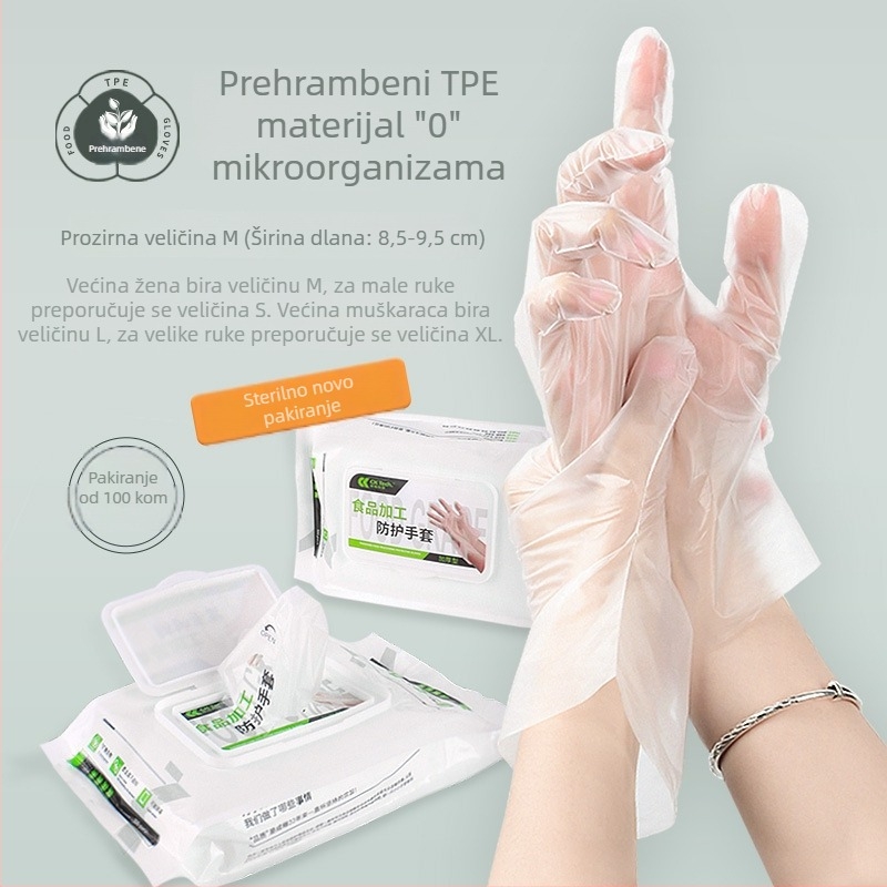 Jednokratne TPE rukavice, prozirne, s prehrambenom sigurnošću, debele za kuhinju i pranje posuđa