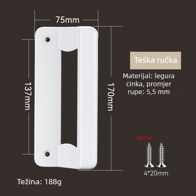 Top Valley ručica od termički odvojenog aluminija za vrata i prozore – cinkov spoj, za klizna vrata i prozore, model LS Spring Light