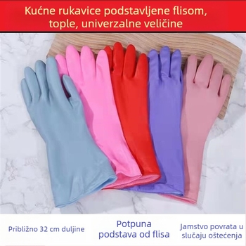 Velvet tople rukavice s flecom, dužine 30-50 cm, za kućnu upotrebu: kuhinja, pranje posuđa i rublja; vodootporne i otporne na masnoće