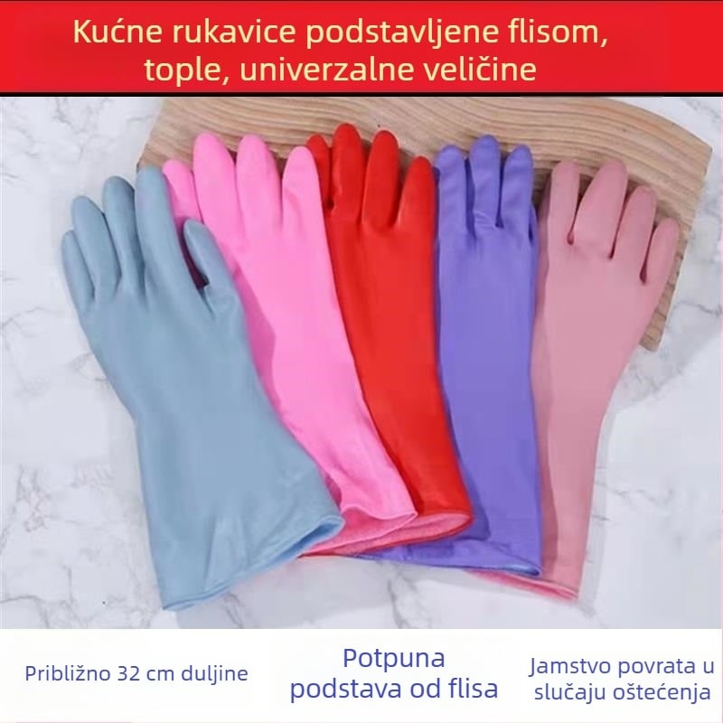 Velvet tople rukavice s flecom, dužine 30-50 cm, za kućnu upotrebu: kuhinja, pranje posuđa i rublja; vodootporne i otporne na masnoće