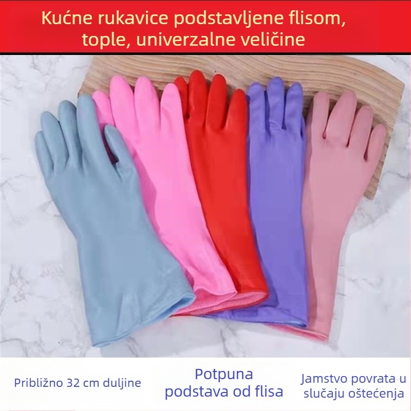 Velvet tople rukavice s flecom, dužine 30-50 cm, za kućnu upotrebu: kuhinja, pranje posuđa i rublja; vodootporne i otporne na masnoće