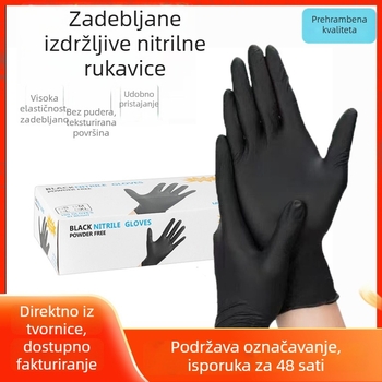 100 komada jednokratnih nitrilnih rukavica crne boje s ružnim detaljima