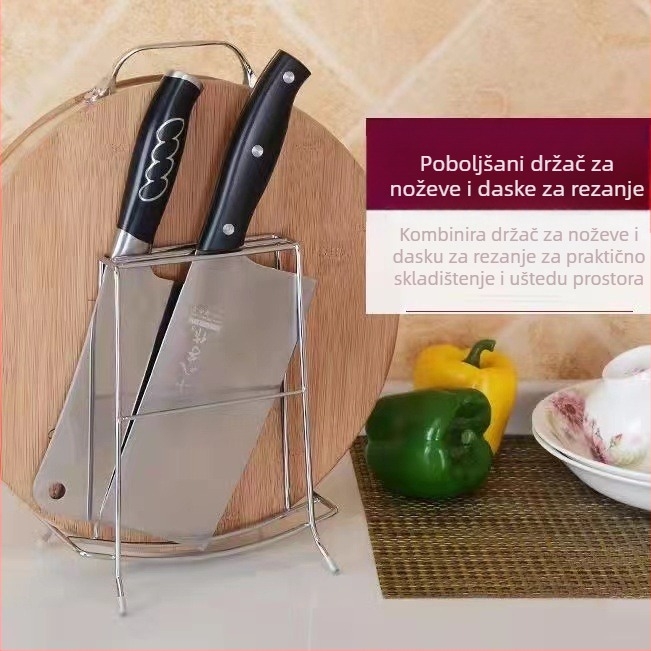 Stalak za nože i dasku za rezanje od nehrđajućeg čelika, kuhinjska pohrana, višenamjenski stalak