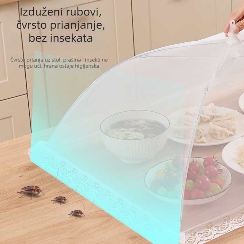 Sklopivi mrežasti poklopac za tanjure, kućna upotreba, zaštita od muha i prašine, veliki format
