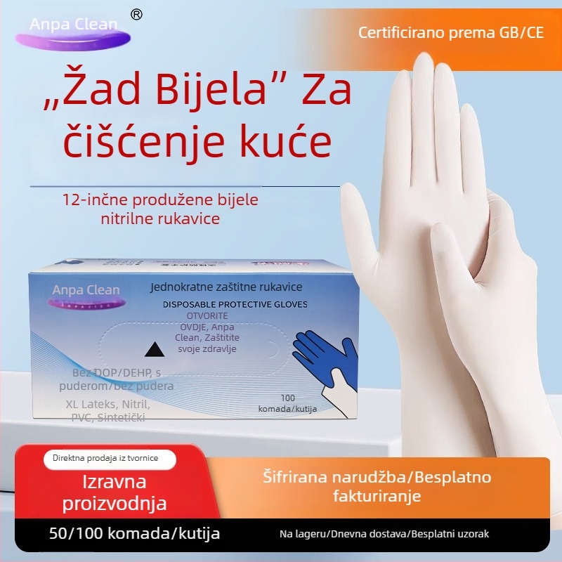 12-inčne nitrilne rukavice, dodatno duge i debeli, prehrambene kvalitete, za kuhinju, pranje posuđa i kućanske poslove, vodootporne i otporne na ulje