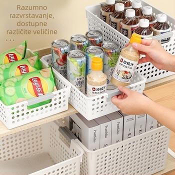 Plastična kutija za stolno skladištenje sitnica — karirani uzorak, kapacitet 12, bez poklopca, moderan minimalistički stil