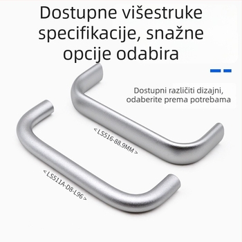 Drška za ormarić od aluminijske legure s oksidirano-srebrnim završetkom, U-oblike kružna šipka za industrijske ormariće