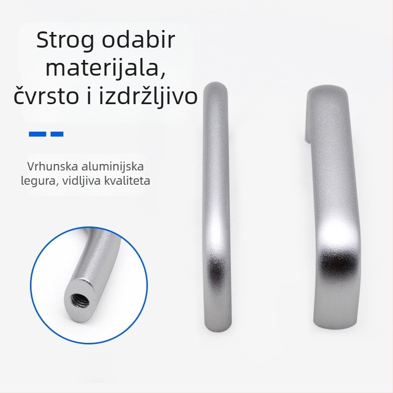 Drška za ormarić od aluminijske legure s oksidirano-srebrnim završetkom, U-oblike kružna šipka za industrijske ormariće