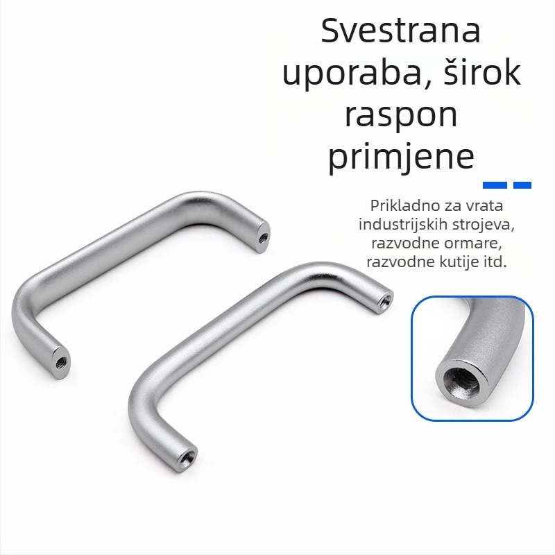 Drška za ormarić od aluminijske legure s oksidirano-srebrnim završetkom, U-oblike kružna šipka za industrijske ormariće