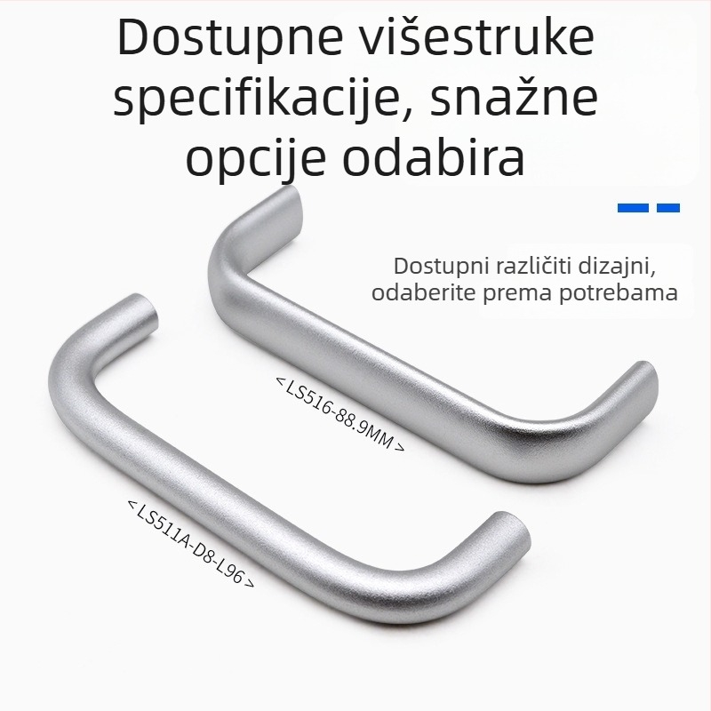 Drška za ormarić od aluminijske legure s oksidirano-srebrnim završetkom, U-oblike kružna šipka za industrijske ormariće