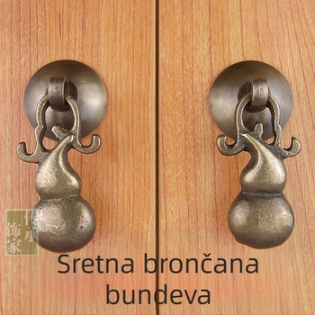 Antička bakrena ručica za ladice i vrata ormarića, ručka s motivom tikve i visećim dizajnom