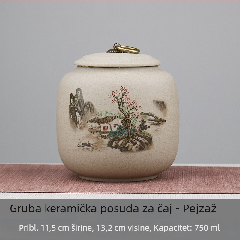Zatvorena keramička posuda za čaj od grube keramike, luksuzna keramička kutija za skladištenje Pu'er čaja