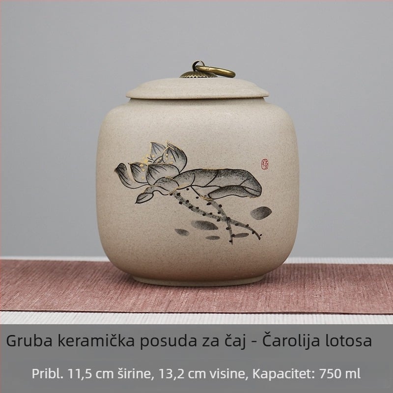 Zatvorena keramička posuda za čaj od grube keramike, luksuzna keramička kutija za skladištenje Pu'er čaja