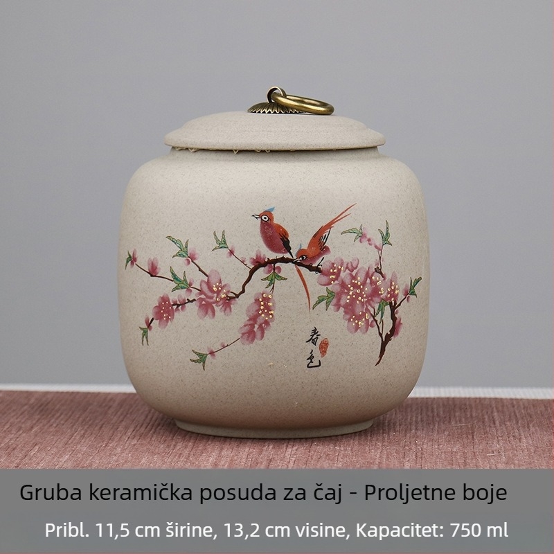 Zatvorena keramička posuda za čaj od grube keramike, luksuzna keramička kutija za skladištenje Pu'er čaja