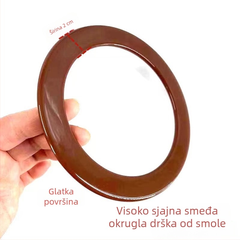Okrugla prozirna ručka od smole za ručno tkanu torbu