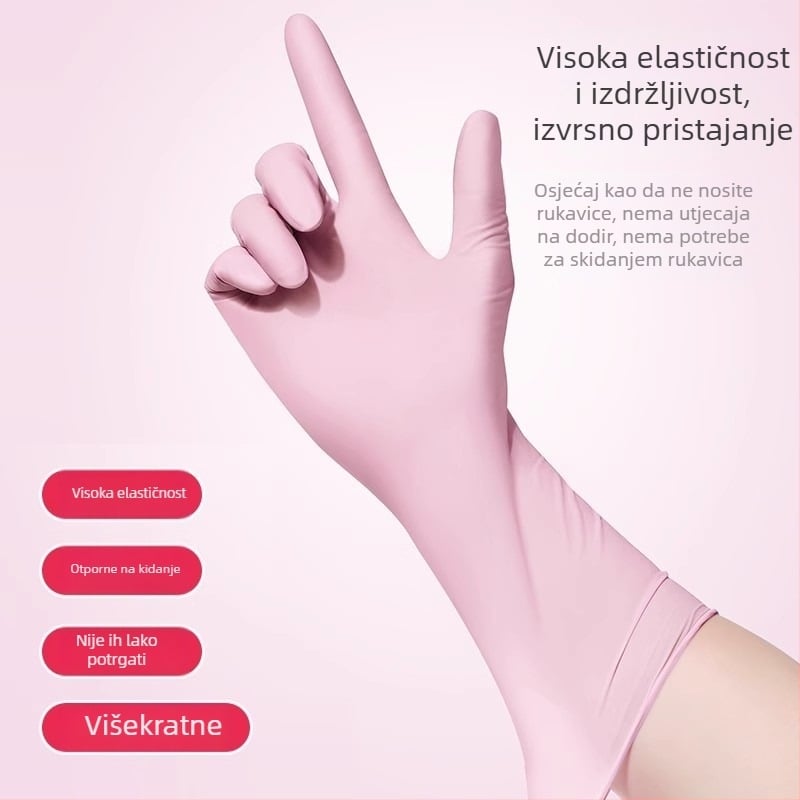 Nitrilne kućanske rukavice za pranje suđa, otporne na vodu, jednokratne, prehrambene kvalitete, s produženom duljinom