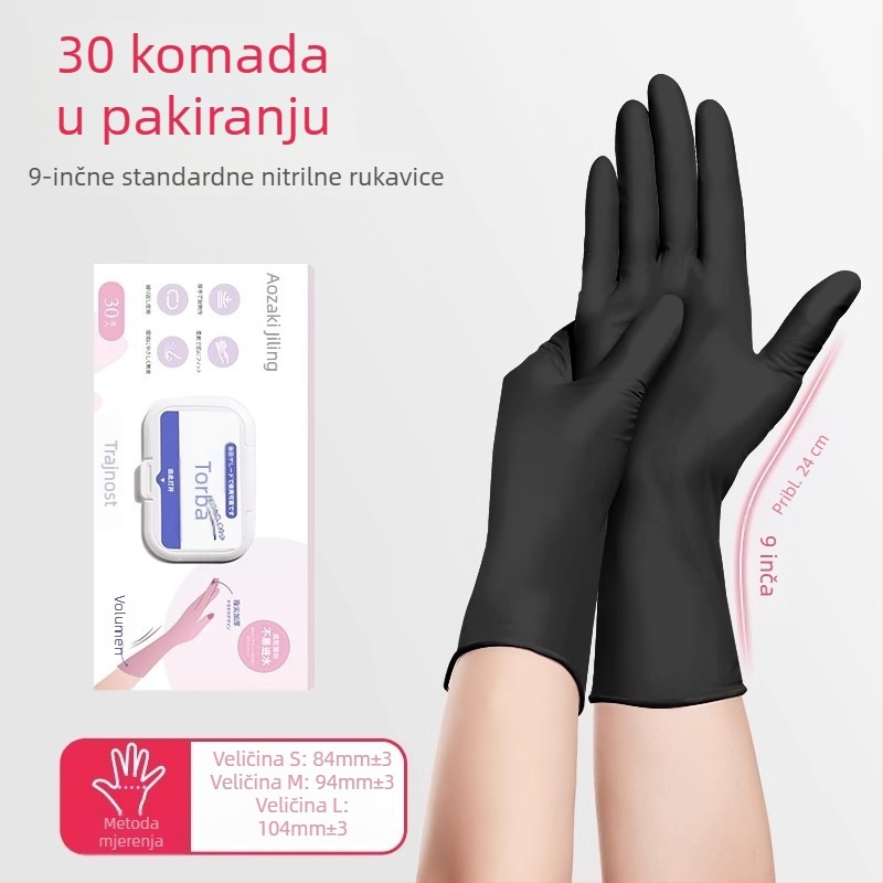 Nitrilne kućanske rukavice za pranje suđa, otporne na vodu, jednokratne, prehrambene kvalitete, s produženom duljinom