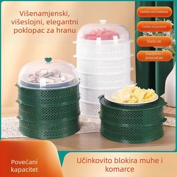 Poklopac za povrće s prorezima, višeslojni plastični poklopac za zdjele, zaštita od muha i insekata
