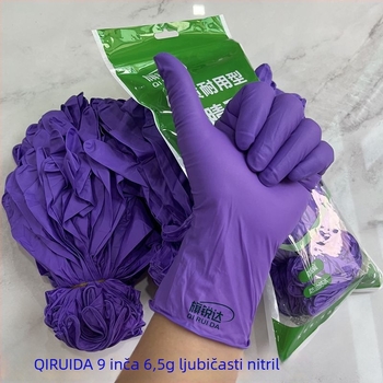 Qiruida Ljubičaste nitril rukavice za jednokratnu upotrebu, pojačane, protuklizne, izdržljive za kućnu i kuhinjsku upotrebu