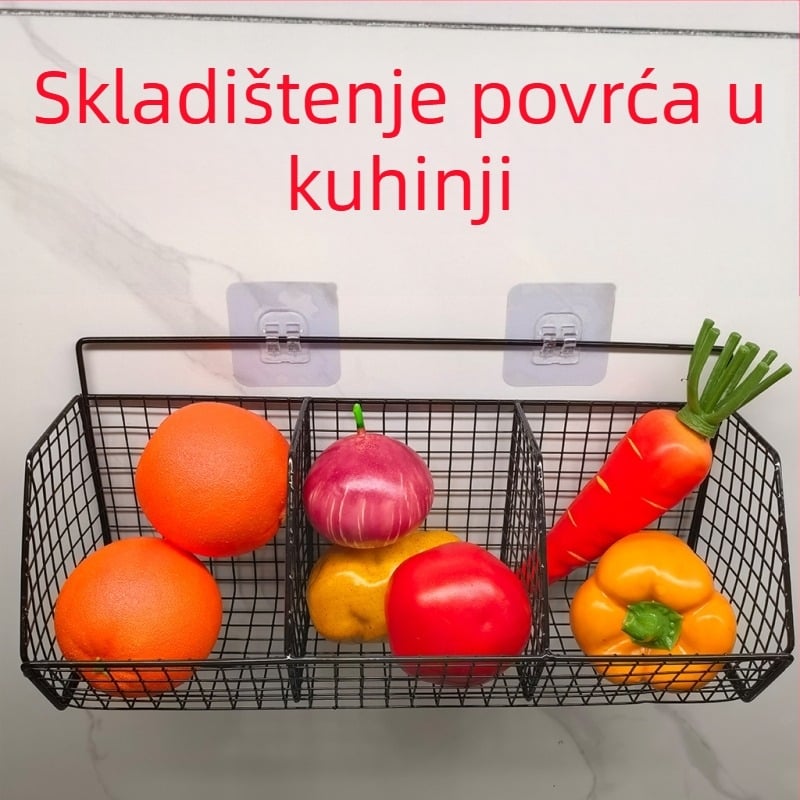 Željezna zidna polica za skladištenje češnjaka i đumbira, kuhinjski organizator