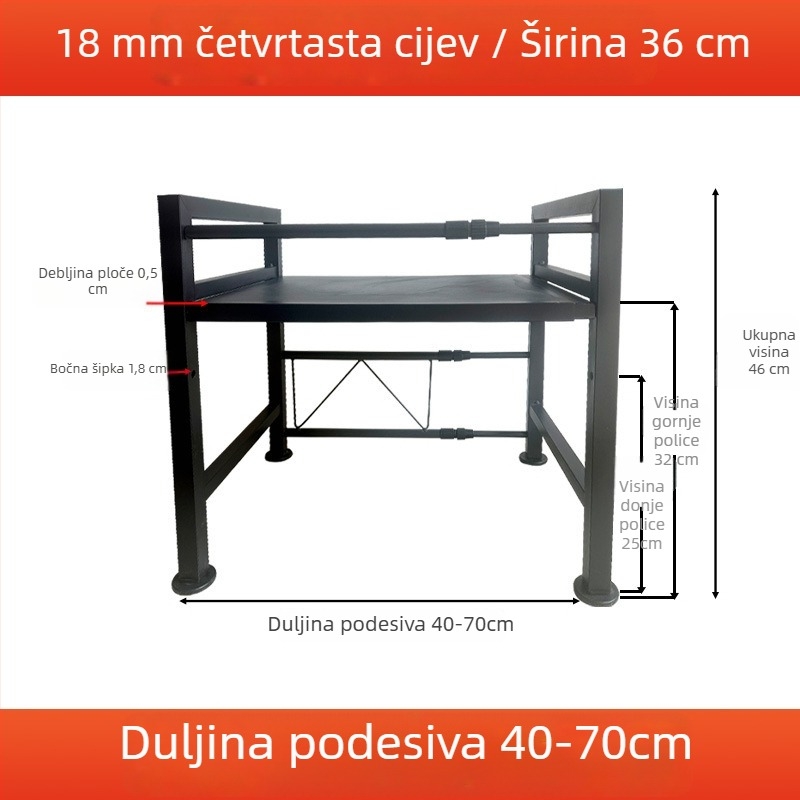 Teleskopistička polica od karbonskog čelika za auto hladnjak, držač za kabinu kamiona, organizator skladištenja