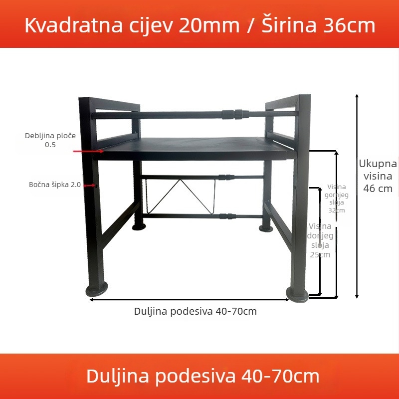 Teleskopistička polica od karbonskog čelika za auto hladnjak, držač za kabinu kamiona, organizator skladištenja