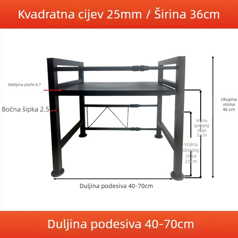 Teleskopistička polica od karbonskog čelika za auto hladnjak, držač za kabinu kamiona, organizator skladištenja