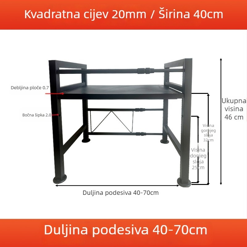 Teleskopistička polica od karbonskog čelika za auto hladnjak, držač za kabinu kamiona, organizator skladištenja