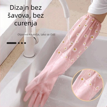 Rukavice za pranje posuđa od latexa s flis podstavom, izdržljive, duže, deblje za zimske kućne poslove