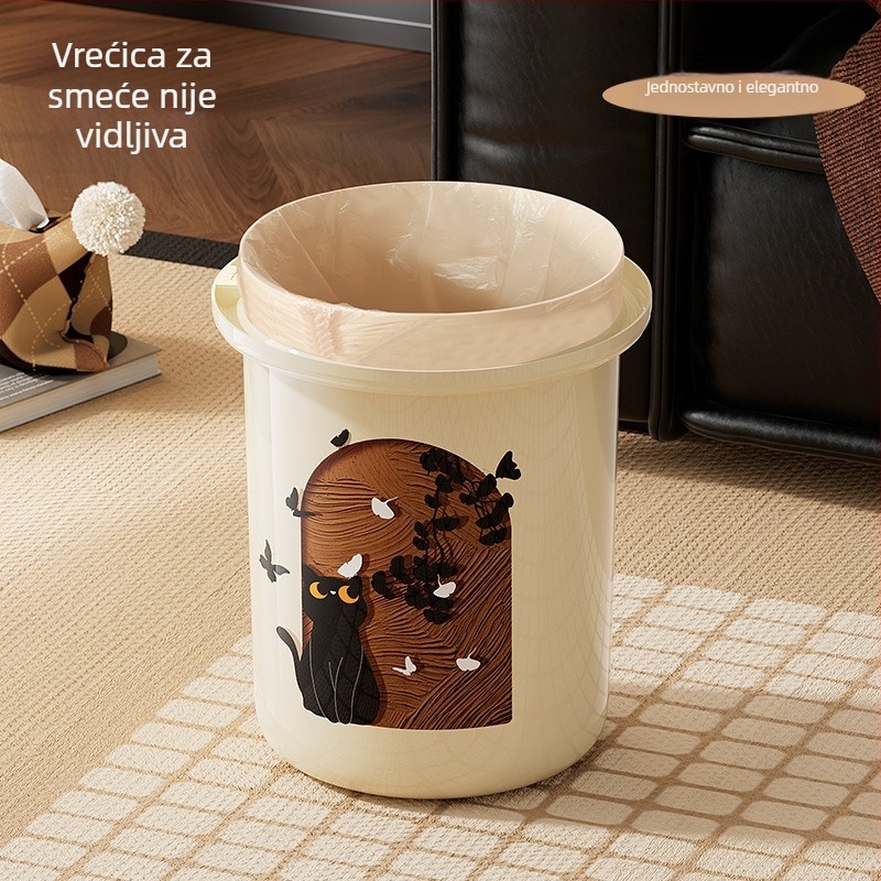 Kućni koš za otpad u stilu sredine stoljeća, bez poklopca, 12 L, za dnevni boravak i kuhinju, elegantan i sladak.