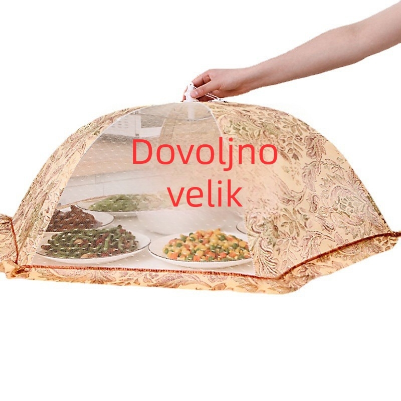 Čipkasti poklop za povrće, sklopivi mrežasti poklopac za hranu protiv muha, zaštita od prašine, okrugli ljetni poklopac za stol