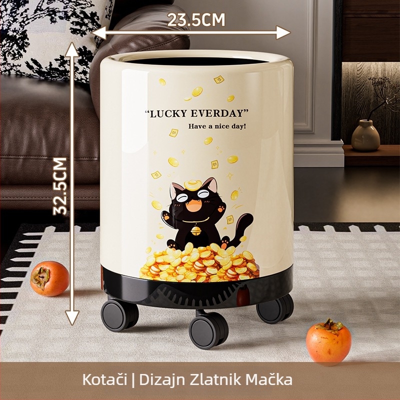 Slatki crtani koš za otpad za kućnu upotrebu, velik kapacitet, elegantan luksuzan dizajn, stilska spavaća soba.
