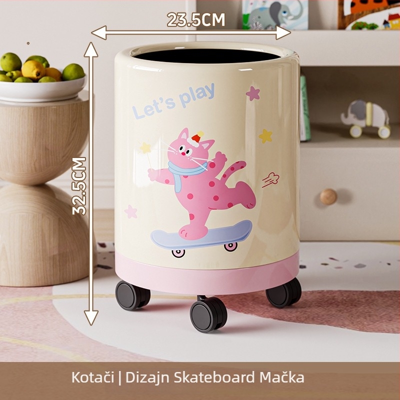 Slatki crtani koš za otpad za kućnu upotrebu, velik kapacitet, elegantan luksuzan dizajn, stilska spavaća soba.