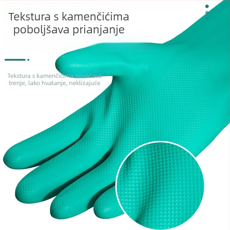 Siweian zelene nitrilne rukavice, otporne na ulje i kemikalije (kiselina i baze), s baršunastom podstavom, otporne na habanje i perforiranje