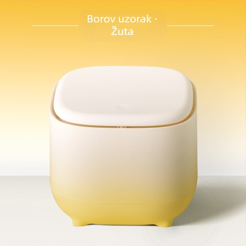 Mini stolni koš s poklopcem, kvadratni dvoetažni dizajn, za ured i dom, sladak kreativni stil