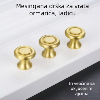 Latunska ručica za ladice i ormariće, moderan minimalistički dizajn, cijela od latuna