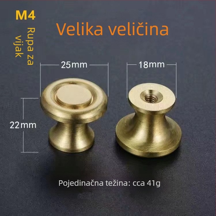 Latunska ručica za ladice i ormariće, moderan minimalistički dizajn, cijela od latuna