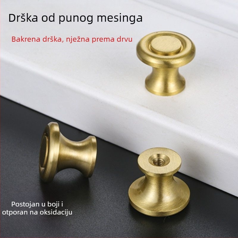 Latunska ručica za ladice i ormariće, moderan minimalistički dizajn, cijela od latuna