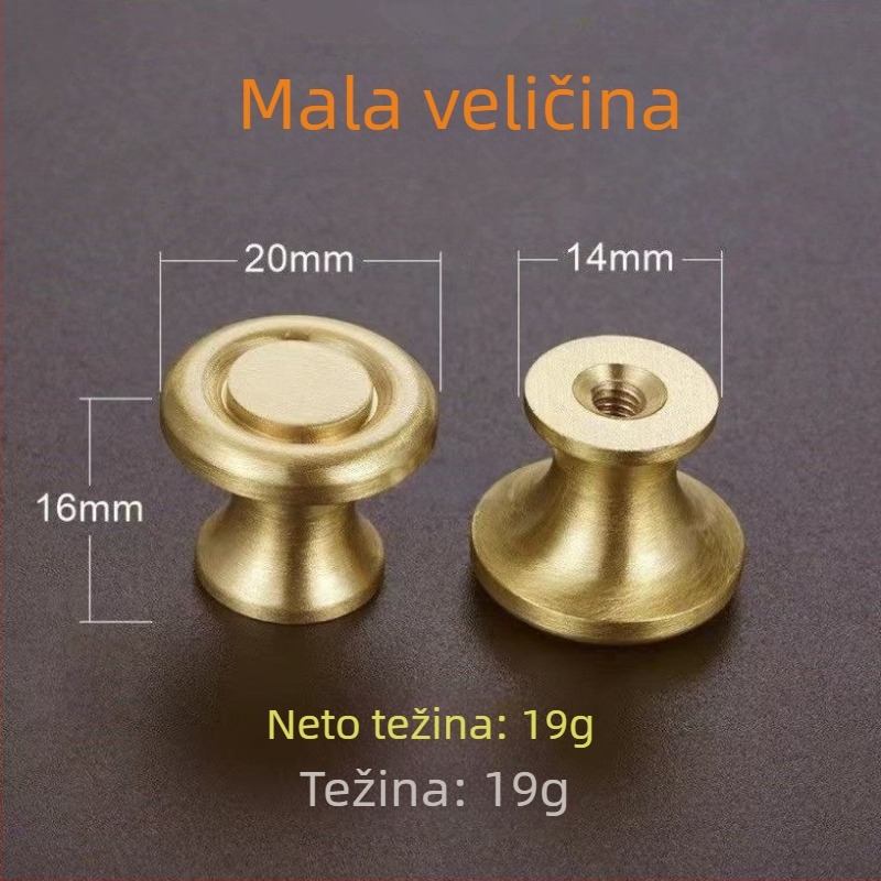 Latunska ručica za ladice i ormariće, moderan minimalistički dizajn, cijela od latuna