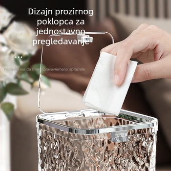 Novi stolni koš za otpad s poklopcem, tekstura vodnih valova, kvadratnog oblika, plastični, kapacitet do 4 l, za dnevni boravak, ured i spavaću sobu