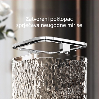 Novi stolni koš za otpad s poklopcem, tekstura vodnih valova, kvadratnog oblika, plastični, kapacitet do 4 l, za dnevni boravak, ured i spavaću sobu