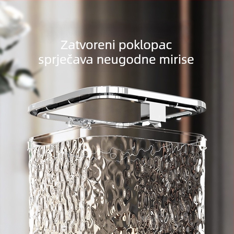 Novi stolni koš za otpad s poklopcem, tekstura vodnih valova, kvadratnog oblika, plastični, kapacitet do 4 l, za dnevni boravak, ured i spavaću sobu