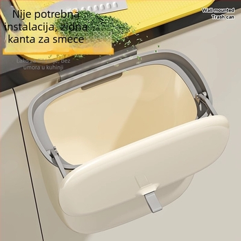 Zidni kuhinjski kanta za smeće, velikog kapaciteta 12 litara, s poklopcem, bez bušenja