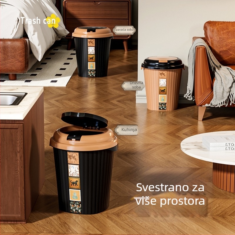 Kanta za kućanstvo s velikim kapacitetom, luksuznim dizajnom, pogodna za spavaću sobu, dnevni boravak ili ured, kanta s poklopcem koji se otvara pritiskom