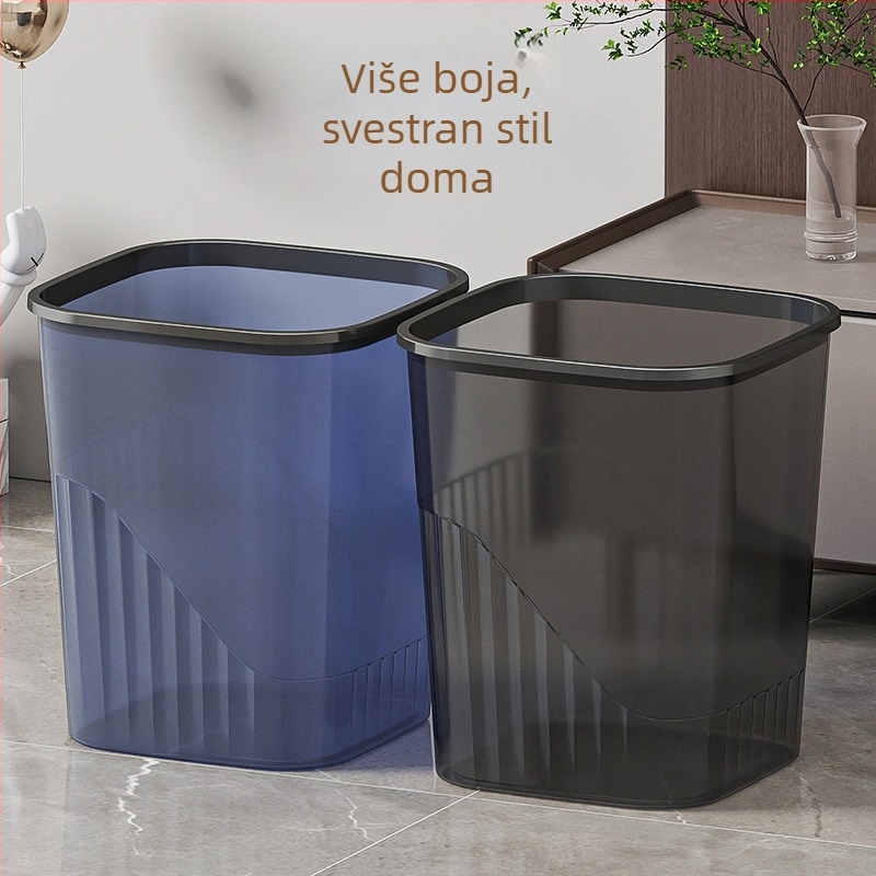 Prozirni četvrtasti plastični kantu za smeće s poklopcem, kupaonica i ured, 12 L