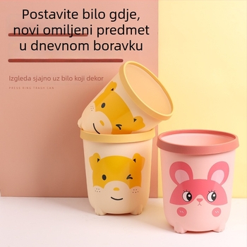Nordijskog stila kanta za otpad bez poklopca, plastična, 10 L, cilindričnog oblika, za kućnu upotrebu: dnevni boravak, spavaća soba, kuhinja i kupaonica.
