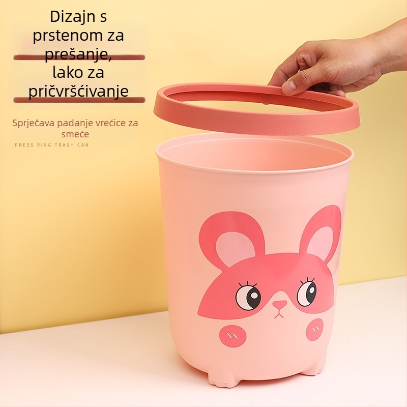 Nordijskog stila kanta za otpad bez poklopca, plastična, 10 L, cilindričnog oblika, za kućnu upotrebu: dnevni boravak, spavaća soba, kuhinja i kupaonica.