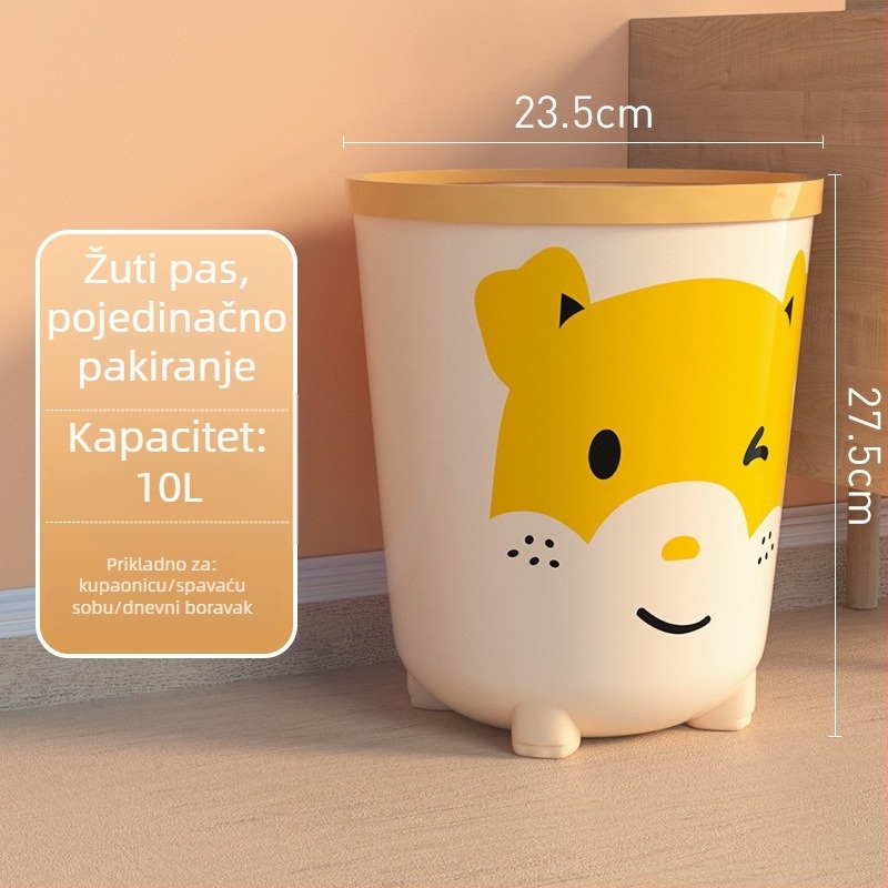 Nordijskog stila kanta za otpad bez poklopca, plastična, 10 L, cilindričnog oblika, za kućnu upotrebu: dnevni boravak, spavaća soba, kuhinja i kupaonica.