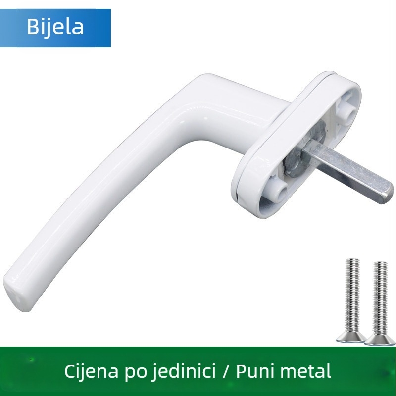Unutarnja ručica za plastično-čelični prozor s transmisijskim spojem; klasična ručica za prozor s gornjim vješanjem; okretna ručica za vrata i prozor