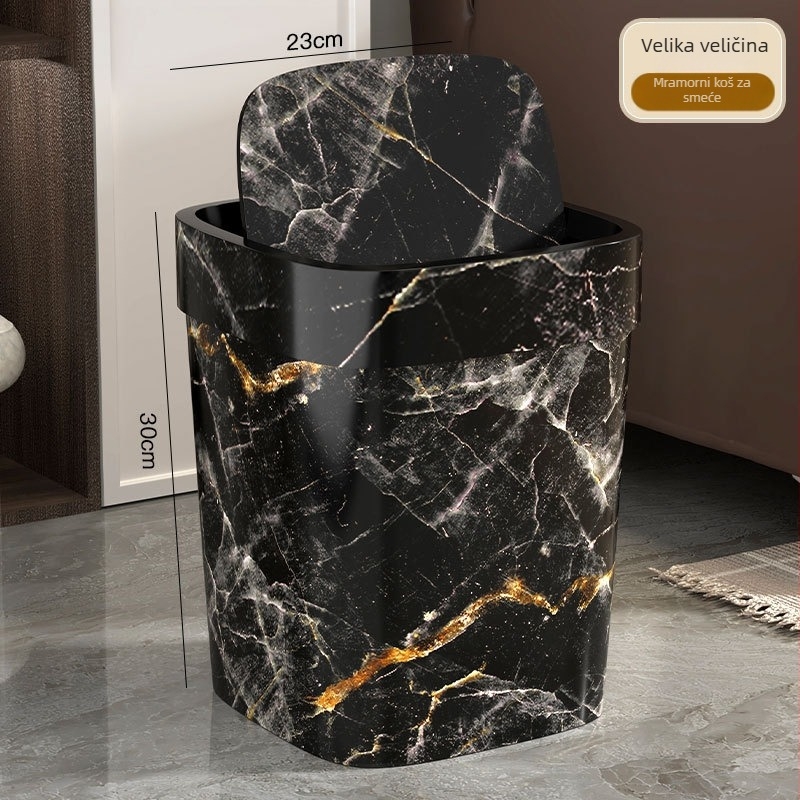 Mramorni četvrtasti otpadni kanta za kućnu upotrebu, elegantan dizajn, veliki kapacitet za dnevni boravak i spavaću sobu